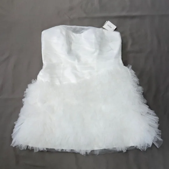 NWT Vera Wang White Wedding Dress Plus Size 18W Strapless Tulle Short Bridal - Picture 3 of 16
